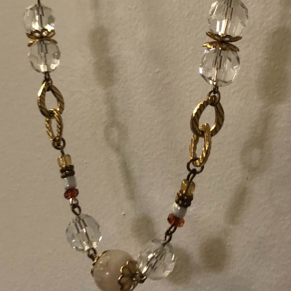 Long Gold Bead Necklace Fall Pattern - Picture 1 of 7